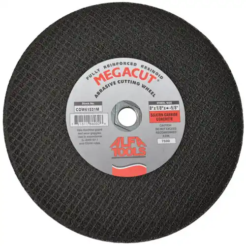 Secure Checkout Alfa Tools COW61531M 8" x 1/8" x 5/8" Diameter Cut Off Wheel Silicon Carbide Masonry, 25 Pack