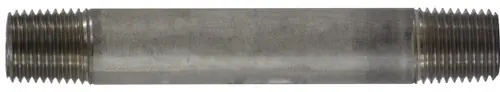 Midland Metal 49033 Welded Pipe Nipple, 1/4 in MPT x 1/4 in MPT, 9 in L, Stainless Steel, SCH 40 Schedule Crafted