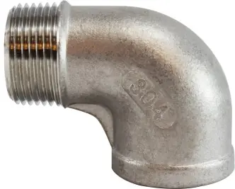 Final Sale Midland Metal 62162 90 deg Street Elbow, 3/8 in MNPT x 3/8 in FNPT, Stainless Steel, 150 lb