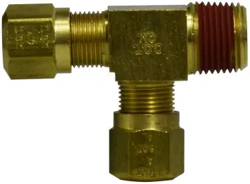 Midland Metal 38127 Run Tee, 3/8 in Tube OD x 1/4 in Male NPTF x 3/8 in Tube OD, Brass Exclusive Offer