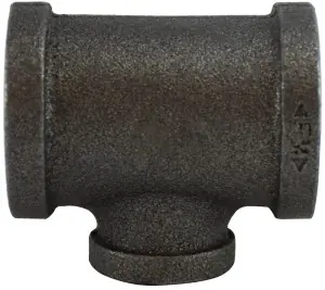 Super Sale Midland Metal 65327 Reducing Tee, 2 in FPT x 2 in FPT x 1/2 in FPT, Iron, Black, 150 lb