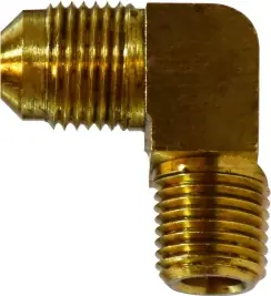 Brand New Midland Metal 10295B 90 deg Barstock Elbow, 3/8 in Male Flared x 3/8 in Male NPTF, Brass