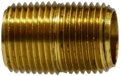 Luxury Midland Metal 28132 Close Nipple, 1/4 in MNPTF x 1/4 in MNPTF, 0.88 in, Brass
