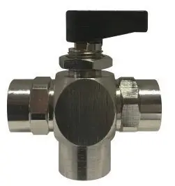 Midland Metal 466902 Mini Ball Valve, 3/8 in Nominal, FIP, 3-Way -Port/Way, 250 psi Pressure, Brass Body Buy Direct