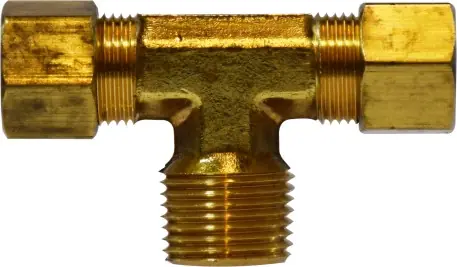 Express Delivery Midland Metal 18296 Branch Tee, 3/8 in Tube OD x 3/8 in Tube OD x 1/4 in Male NPTF, Brass