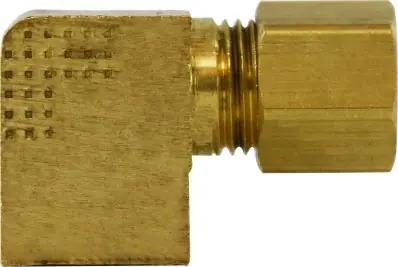 Midland Metal 18253B 90 deg Barstock Elbow, 1/4 in Compression x 1/8 in FNPTF, Brass Direct From Factory