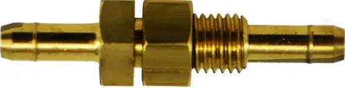 Clearance Midland Metal 21082 Single Bulkhead Union, 1/4 in Barbed x 1/4 in Barbed, Brass