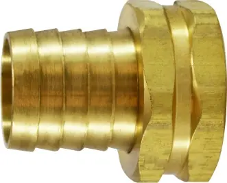 Fan Favorite Midland Metal 30545 Short Shank Hex Adapter, 1/2 in Garden Hose Barbed x 3/4 in FNPSM, Brass