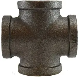 Clearance Midland Metal 65390 Cross, 1/8 in FPT x 1/8 in FPT x 1/8 in FPT x 1/8 in FPT, Iron, Black