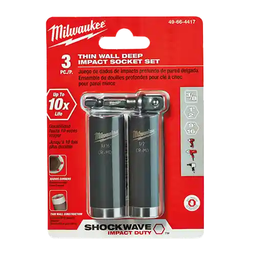 New Release Milwaukee Tool 49-66-4417 3PC SHOCKWAVE Impact Duty 3/8" Drive SAE Deep 6 Point Socket Set
