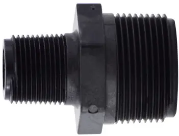 Midland Metal 28631P Reducing Hex Nipple, 1-1/4 in MPT x 3/4 in MPT, Polypropylene, Black Top Pick