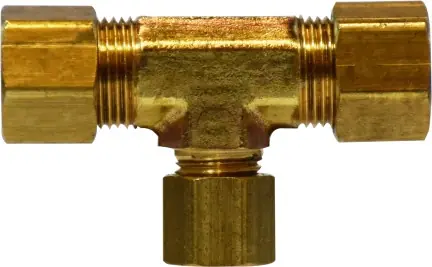 Buy Today Midland Metal 18113 Reducing Tee, 1/4 in Compression x 1/4 in Compression x 3/16 in Compression, Brass