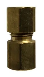 Certified Midland Metal 18502 Adapter, 1/4 in Compression x 1/4 in Female Flared, Brass