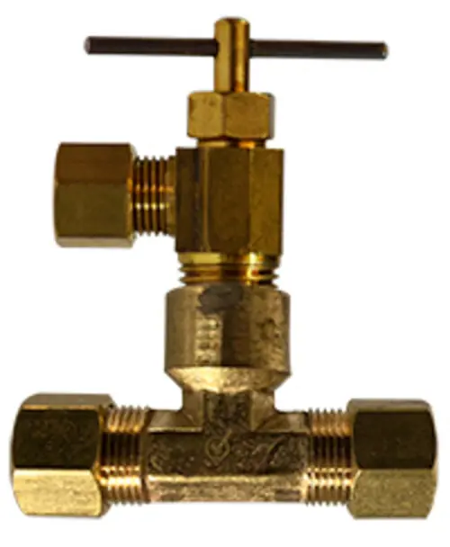 Trusted Brand AMC 709178-0606 Needle Valve with Tee, 3/8 x 3/8 in Nominal, Compression x Compression, Brass Body