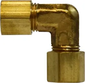 Midland Metal 26126 Elbow with 26005 Sleeve Nut, 3/8 in Compression x 3/8 in Compression, Brass Fresh Stock