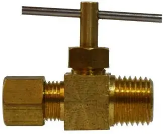Midland Metal 46005 Needle Valve, 3/8 x 1/4 in Nominal, Compression x MIP, 150 psi Pressure, Brass Body Direct From Factory