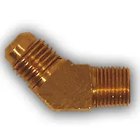 Midland Metal 254X8X8 MAF/USA Flare x MIP Half ELL, MAF/USA FLARE, 1/2 Od x 1/2 Mpt 45 Elbow, MAF/USA Brass Fittings Premium