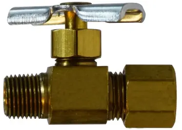 Midland Metal 26032X Captive Sleeve Heavy-Pattern Needle Valve with 26003 1/4 in Captive Sleeve Nut, Brass Body Same Day Shipping