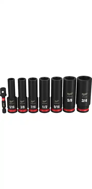 Crafted Milwaukee Tool 49-66-7024 8PC SHOCKWAVE Impact Duty 3/8" Drive SAE Deep 6 Point Socket Set