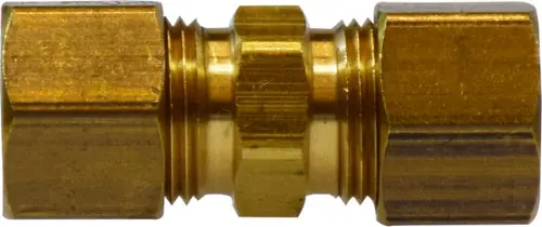 Best Seller Midland Metal 18064D Drilled Through Union, 1/4 in Compression x 1/4 in Compression, Brass