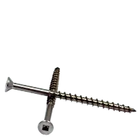 Shop Now 10-8 x 2-1/2"/1-3/4" Drywall Screws (Wood & Deck), Square Drive Flat Head, Type 17, 18-8 Stainless Steel, 4 Nibs, Qty 500