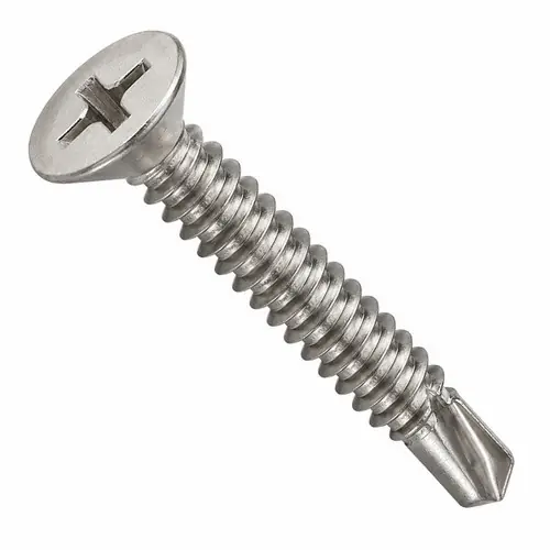 1/4"-14 x 1 1/4" Self-Drilling Screws, Phillips Flat Head, 3 Point BSD, 410 Stainless Steel, Full Thread, Hardened, Qty 300 Place Order