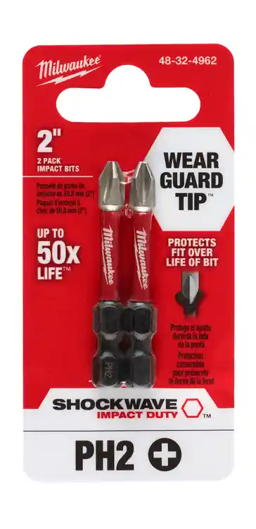 Top Pick Milwaukee Tool 48-32-4962 SHOCKWAVE Impact Duty 2" PH2 Bit (2 Pk), 3 Pack