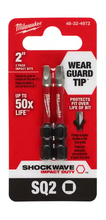 Milwaukee Tool 48-32-4972 SHOCKWAVE Impact Duty 2" SQ2" Bit (2 Pk), 3 Pack While Supplies Last