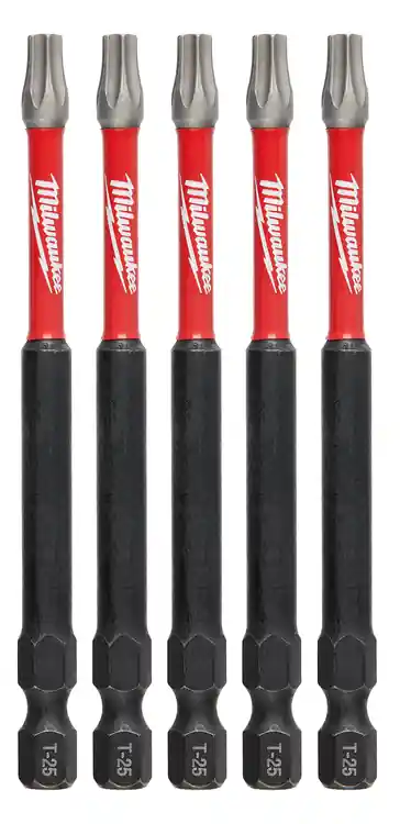 Clearance Milwaukee Tool 48-32-4579 SHOCKWAVE Impact Duty 3-1/2"TORX T25 Power Bits (5 PK), 6 Pack