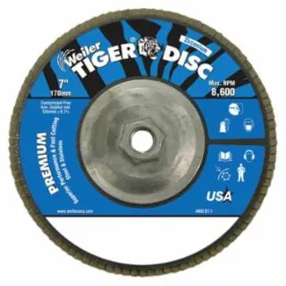 Weiler 50544 7" Tiger Dis Abr. Flap Disc 60 Grit 5/8 Latest
