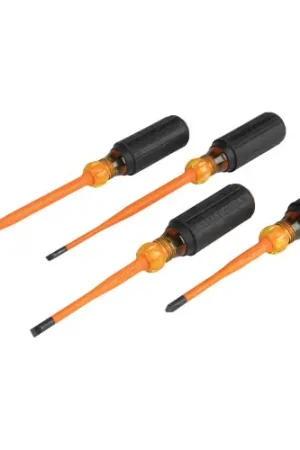 Special Offer Klein Tools 33734INS Screwdriver Set, Slim-Tip Insulated Phillips, Cabinet, Square, 4-Piece