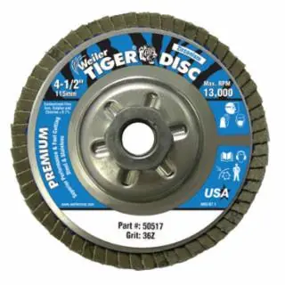 Latest Weiler 50517 4-1/2" Tiger Flap Disc 5/8"-11 Nut Angled Alum