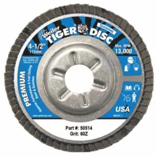 One Day Deal Weiler 50514 4-1/2" Dia. 60Grit Flap Wheel 7/8"Arbor H