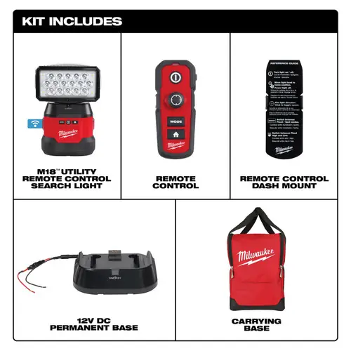 Milwaukee Tool 2123-20 M18 Utility Remote Control Search Light w/ Portable Base Fan Favorite