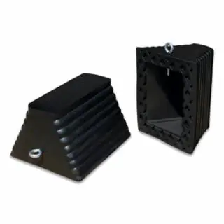 Last Chance WH CHOCKRBR11.5"X10"X7.25"RIBBEDPYRAMIDEYBOLTBLK