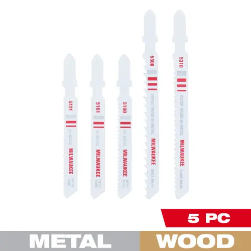 Markdown Milwaukee Tool 49-22-1178 5PC T-Shank Bi-Metal Jig Saw Blade Set