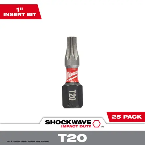 Milwaukee Tool 48-32-4135 SHOCKWAVE Impact Duty 1" TORX T20 Insert Bits (25 PK) High Quality