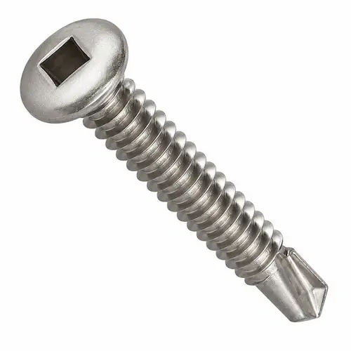Markdown 12-14 x 1 1/2" Self-Drilling Screws, Square Drive Pan Head, 3 Point BSD, 410 Stainless Steel, Full Thread, Hardened, Qty 200