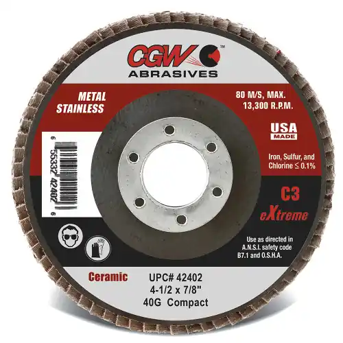CGW Abrasives 42445 41/2 x 7/8 C3-80 x L Compact Flap Discs C3 x l, 10 Pack New Arrival