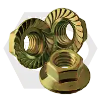 M6-1.00 Hex Flange Nuts, Serrated, Metric Class 8, Zinc-Yellow Cr+6, Coarse (UNC), DIN 6923, Qty 500 Reduced Price