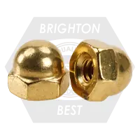 Exclusive Offer 8-32 (5/16" x 9/32") Cap Nut, Brass Plain Finish, Qty 750