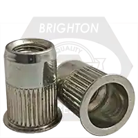 M4 (.020-.080) Steel Rivet Nuts, Small Flange, Knurled Body, Zinc-Yellow Cr+3, Qty 500 Clearance