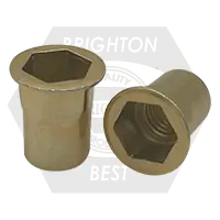 New Release M10 - 1.5 ISO (3.80-7.90) Steel Hex Rivet Nut Zinc-Yellow Cr+3 (Metric), Qty 200