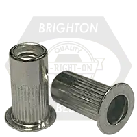 Top Rated 1/4-20 (.027-.165) Aluminum Rivet Nuts, Large Flange, Knurled Body, Qty 1000