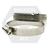 20 (13/16"-1-3/4") (21mm-44mm) 304 Stainless Steel Housing And Band - Steel Nickel Plated Screw (Worm-Gear), Qty 100 Premium