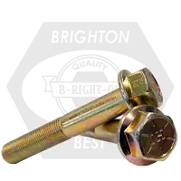While Supplies Last 5/8"-18 x 2 1/4" Flange Screws (Frame Bolts), Non-Serrated, Indent Hex Head, Grade 8, Zinc-Yellow Cr+6 Bake, Full Thread, Fine (UNF), Qty 120