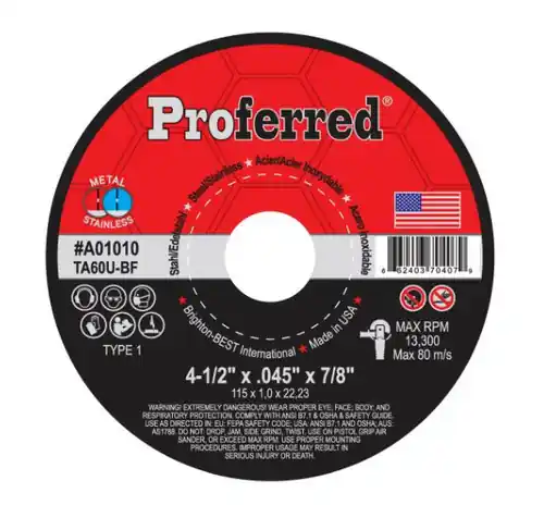 4-1/2" x .045" x 7/8" Type 27 Cutoff Wheel, Ta60U Abrasive Cut-Off Wheels And Chop Saw Wheels, Qty 25 Weekend Sale