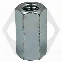 M10-1.50 x af=17 x 30 Hex Coupling Nuts, Metric Class 6, Zinc Cr+3, DIN 6334, Qty 400 Reduced Price