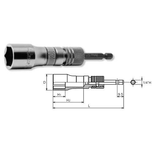 Ko-ken BD042E-21 1/4 Hex Dr. Long Socket 21mm 6 point 111mm Exchangeable Drive shank Buy Today
