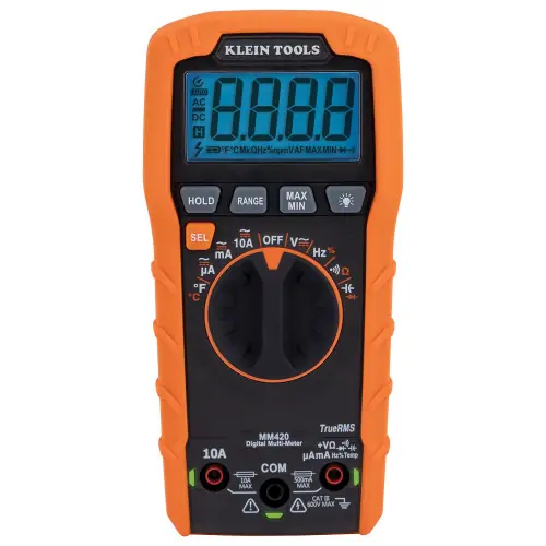 Place Order Klein Tools MM420 Digital Multimeter, TRMS Auto-Ranging, 600V, Temp